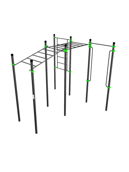 W228 Воркаут (рукоход в подъем и клас., швед стенка, перекладина, перекладины верт.) ZAVODSPORTA