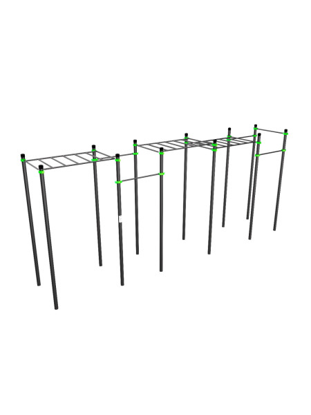 W262 Воркаут (рукоход трехуровневый, 5 турников) ZAVODSPORTA