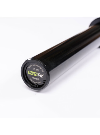 Гриф для штанги олимпийский женский 2010 мм (черный, до 480 кг, замки-пружины) D50 мм PROFI-FIT