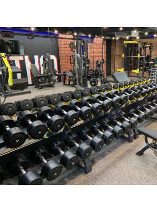 A2215-10 Стойка для гантелей (на 10 пар, желтые ложементы) ТАНГЕН