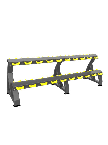 A2215-10 Стойка для гантелей (на 10 пар, желтые ложементы) ТАНГЕН