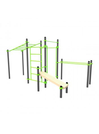 W237 Воркаут (рукоход, швед. стенка, 2 переклад., переклад. верт., накл. скамья, брусья) ZAVODSPORTA