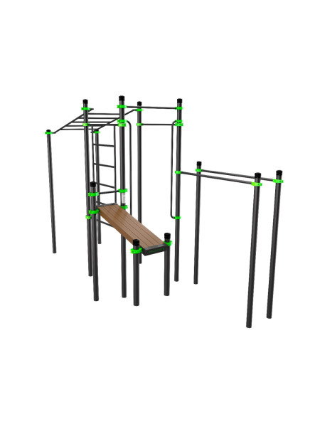 W237 Воркаут (рукоход, швед. стенка, 2 переклад., переклад. верт., накл. скамья, брусья) ZAVODSPORTA