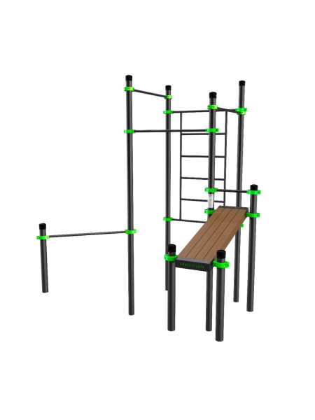 W222 Воркаут (3 турника, шведская стенка, наклонная скамья, перекладина для отжиманий) ZAVODSPORTA