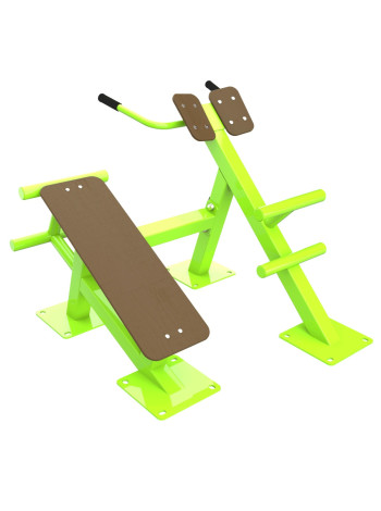 Fix-1709 Уличный тренажер Скамья для пресса + гиперэкстензия ZAVODSPORTA