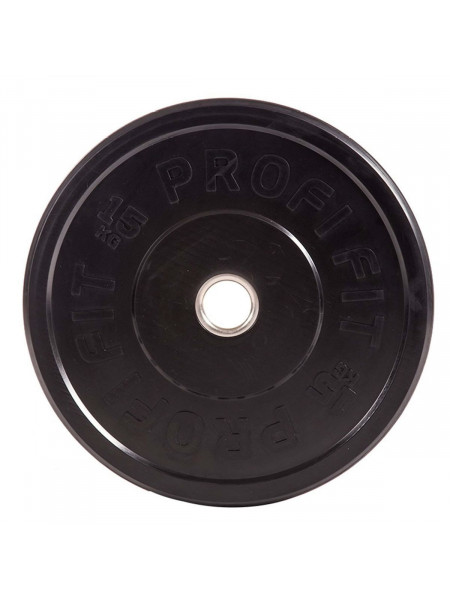 Диск для штанги каучуковый, черный, PROFI-FIT D-51, 15 кг