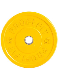 Диск для штанги каучуковый, цветной D51 мм PROFI-FIT 15 кг
