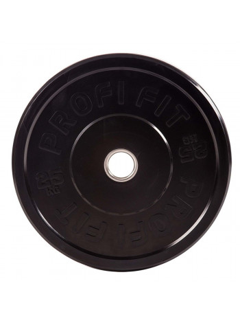 Диск для штанги каучуковый, черный, PROFI-FIT D-51, 25 кг