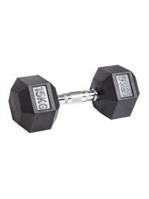 Гантель гексагональная обрезиненная PROFI-FIT 15 кг