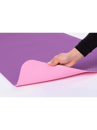 Коврик для йоги и фитнеса ПРОФ (фиолетовый-розовый) 6 мм PROFI-FIT