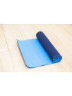 Коврик для йоги и фитнеса TPE 183*61*0.6 см, 2-слойный, OHS, сине-голубой