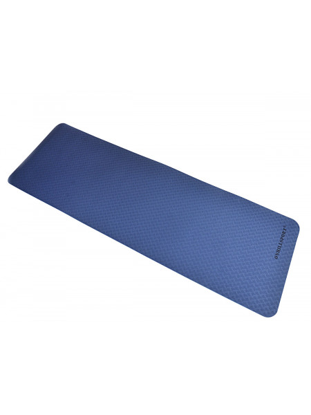Коврик для йоги и фитнеса TPE 183*61*0.6 см, 2-слойный, сине-голубой