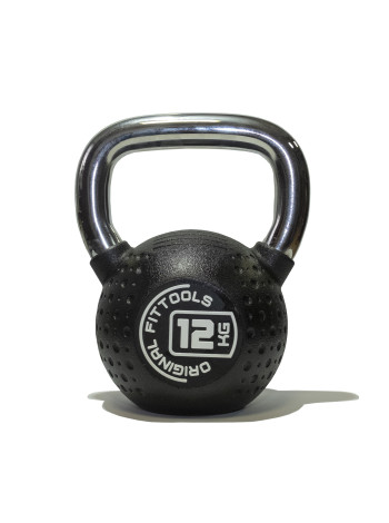 Гиря 12 кг с хромированной ручкой полиуретановая (CPU)