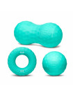 Набор из двух массажных мячей с кистевым эспандером бирюзовый