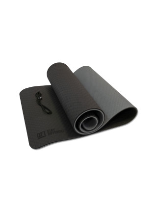 Коврик для йоги 10 мм двухслойный TPE черно-серый