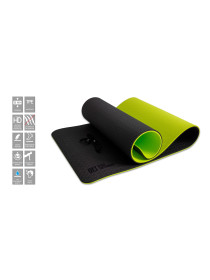 Коврик для йоги 10 мм двухслойный TPE черно-зеленый