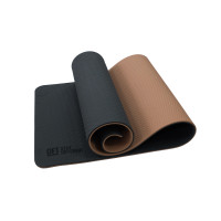Коврик для йоги 10 мм двухслойный TPE черно-кофейный