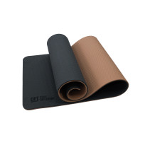 Коврик для йоги 10 мм двухслойный TPE черно-кофейный