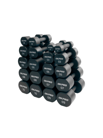 Набор полиуретановых гантелей от 1 до 10 кг (серый лого)