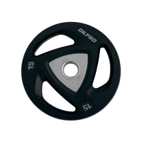 Диск олимпийский полиуретановый 15 кг OKPRO серый лого