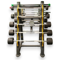 Набор фиксированныйх полиуретановых штанг от 10 до 50 кг шаг 5 кг (9 штанг) OKPRO