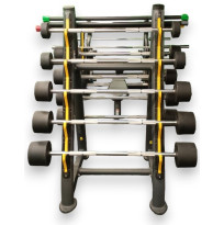 Набор фиксированныйх полиуретановых штанг от 10 до 50 кг шаг 5 кг (9 штанг) OKPRO