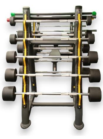 Набор фиксированныйх полиуретановых штанг от 10 до 50 кг шаг 5 кг (9 штанг) OKPRO