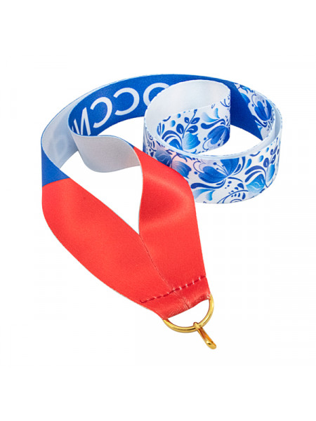 Лента для медали РФ гжель (1 сторонняя, 25 мм)