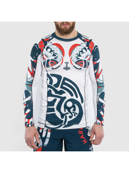Рашгард Hardcore Training Nordic Pattern Blue/White LS