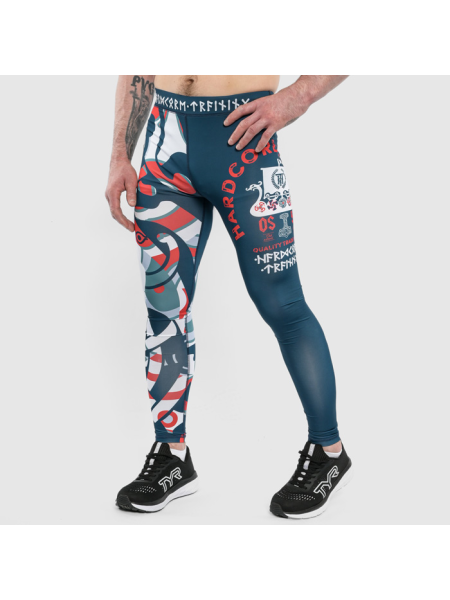Компрессионные штаны Hardcore Training Nordic Pattern Blue/White
